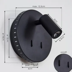 hofstein Applique murale Rukutu LED Noir, 2 lumières