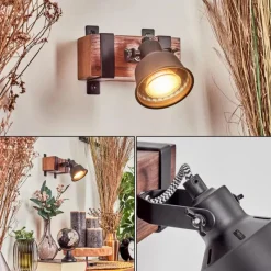 hofstein Applique murale Safari Brun foncé, Noir, 1 lumière