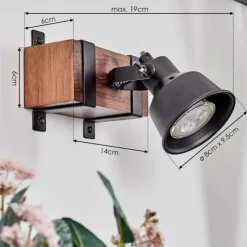 hofstein Applique murale Safari Brun foncé, Noir, 1 lumière