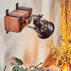 hofstein Applique murale Safari Brun foncé, Noir, 1 lumière