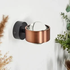 hofstein Applique murale Sapri Cuivre, Noir, 1 lumière