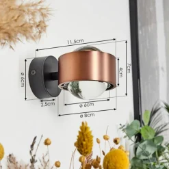 hofstein Applique murale Sapri Cuivre, Noir, 1 lumière