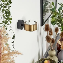 hofstein Applique murale Sapri Vieux laiton, Noir, 1 lumière