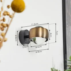 hofstein Applique murale Sapri Vieux laiton, Noir, 1 lumière