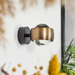 hofstein Applique murale Sapri Vieux laiton, Noir, 1 lumière