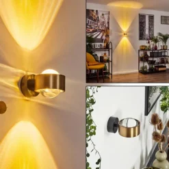 hofstein Applique murale Sapri Vieux laiton, Noir, 1 lumière