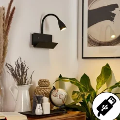 hofstein Applique murale Sarnen Noir, 1 lumière