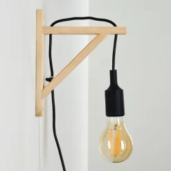 Lampes Vintages & Rétros-hofstein Applique murale Sasagawa Bois clair, Noir, 1 lumière