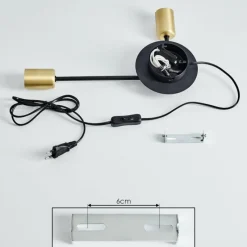 Lampes Industrielles-hofstein Applique murale Sattons Laiton, Noir, 2 lumières