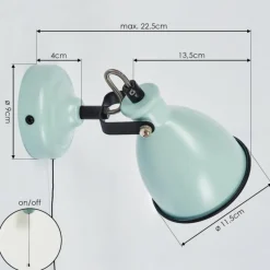 Lampes Vintages & Rétros-hofstein Applique murale Selki Bleu, Noir, 1 lumière