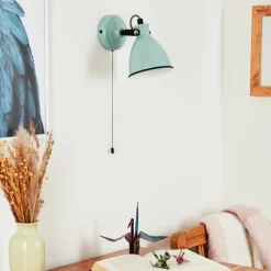 Lampes Vintages & Rétros-hofstein Applique murale Selki Bleu, Noir, 1 lumière