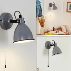 Lampes Vintages & Rétros-hofstein Applique murale Selki Gris, Noir, 1 lumière