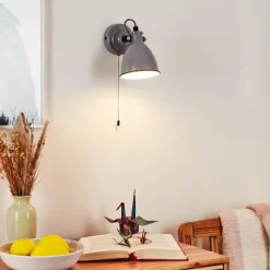 Lampes Vintages & Rétros-hofstein Applique murale Selki Gris, Noir, 1 lumière