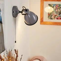 Lampes Vintages & Rétros-hofstein Applique murale Selki Gris, Noir, 1 lumière