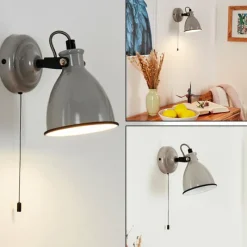 Lampes Vintages & Rétros-hofstein Applique murale Selki Gris, Noir, 1 lumière
