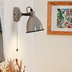 Lampes Vintages & Rétros-hofstein Applique murale Selki Gris, Noir, 1 lumière