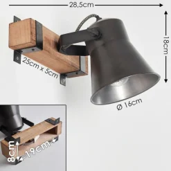 Lampes Industrielles-hofstein Applique murale Skodsbol Bois foncé, Acier brossé, 1 lumière