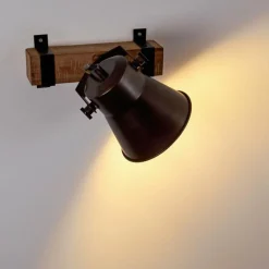 Lampes Industrielles-hofstein Applique murale Skodsbol Bois foncé, Acier brossé, 1 lumière