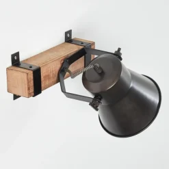 Lampes Industrielles-hofstein Applique murale Skodsbol Bois foncé, Acier brossé, 1 lumière