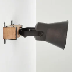 Lampes Industrielles-hofstein Applique murale Skodsbol Bois foncé, Acier brossé, 1 lumière