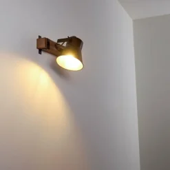 Lampes Industrielles-hofstein Applique murale Skodsbol Bois foncé, Acier brossé, 1 lumière