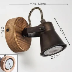 hofstein Applique murale Skodsbol Bois foncé, Noir, 1 lumière