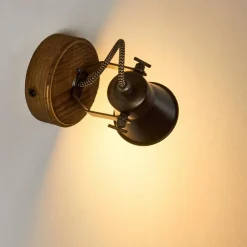 hofstein Applique murale Skodsbol Bois foncé, Noir, 1 lumière