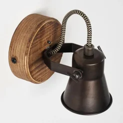 hofstein Applique murale Skodsbol Bois foncé, Noir, 1 lumière