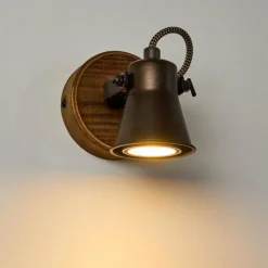 hofstein Applique murale Skodsbol Bois foncé, Noir, 1 lumière