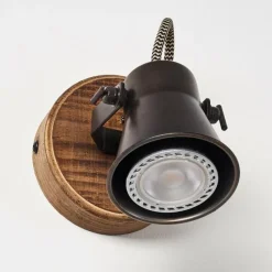 hofstein Applique murale Skodsbol Bois foncé, Noir, 1 lumière