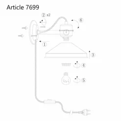 Lampes Industrielles-Luminaires Steinhauer Applique murale Steinhauer Zappa Noir, 1 lumière