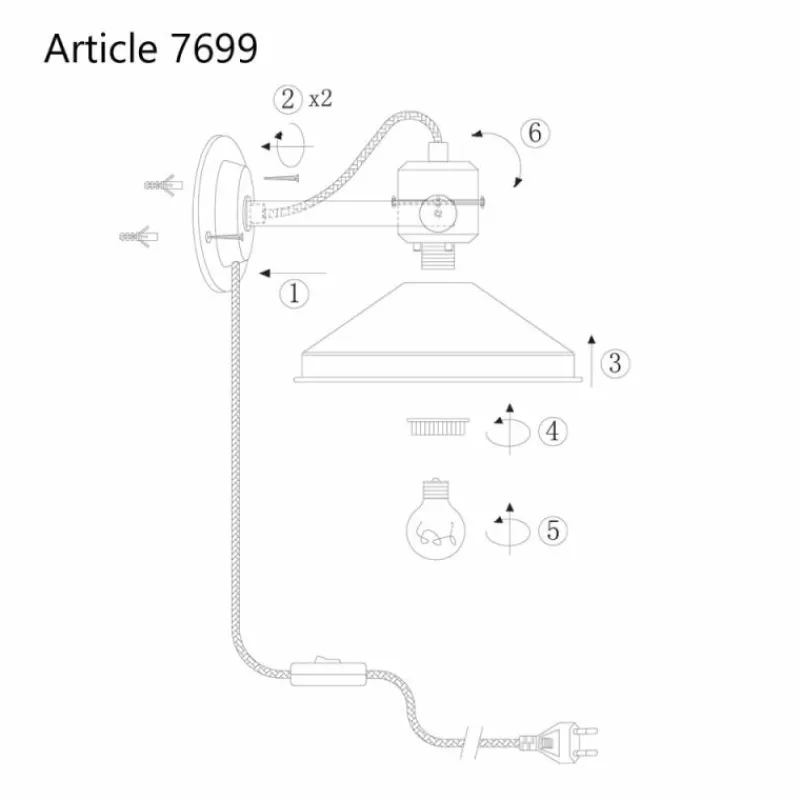 Lampes Industrielles-Luminaires Steinhauer Applique murale Steinhauer Zappa Noir, 1 lumière