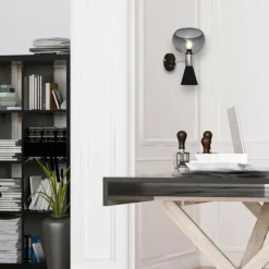 Suspension Verre Fumé-Luminaires Steinhauer Applique murale Steinhauer Anne Fastlåst Noir, 2 lumières