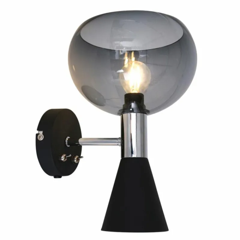 Suspension Verre Fumé-Luminaires Steinhauer Applique murale Steinhauer Anne Fastlåst Noir, 2 lumières