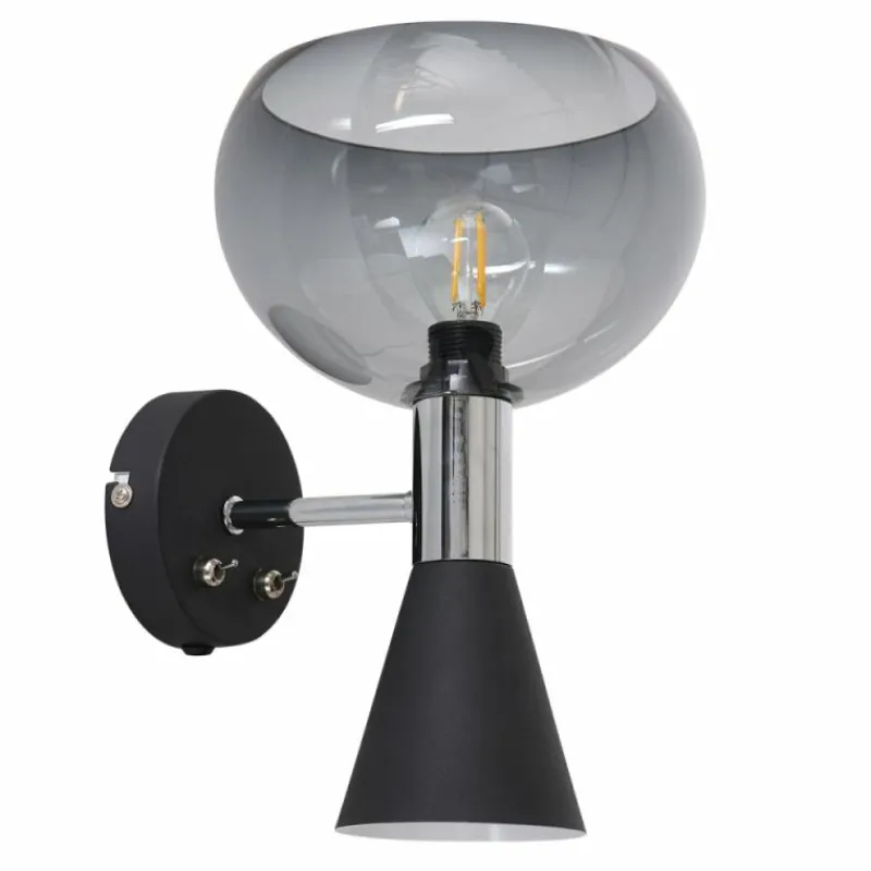 Suspension Verre Fumé-Luminaires Steinhauer Applique murale Steinhauer Anne Fastlåst Noir, 2 lumières