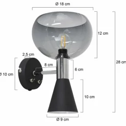 Suspension Verre Fumé-Luminaires Steinhauer Applique murale Steinhauer Anne Fastlåst Noir, 2 lumières