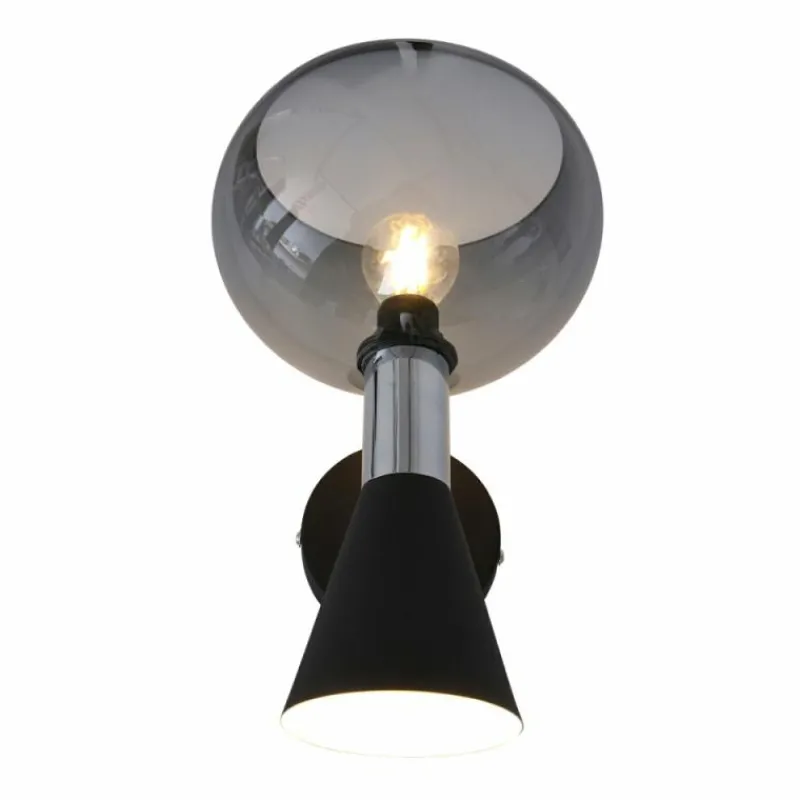Suspension Verre Fumé-Luminaires Steinhauer Applique murale Steinhauer Anne Fastlåst Noir, 2 lumières