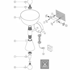 Suspension Verre Fumé-Luminaires Steinhauer Applique murale Steinhauer Anne Fastlåst Noir, 2 lumières