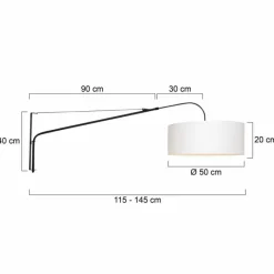 Lampes En Tissu-Luminaires Steinhauer Applique murale Steinhauer Gramineus Noir, Blanc, 1 lumière