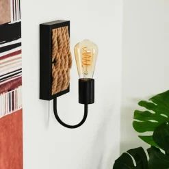 hofstein Applique murale Sulzano Brun, Noir, 1 lumière