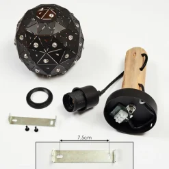 Lampes Vintages & Rétros-hofstein Applique murale Sunasau Bois clair, Noir, 1 lumière