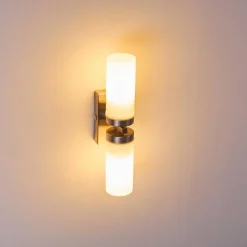 hofstein Applique murale Sundborn Acier brossé, 2 lumières