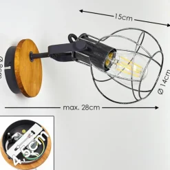 Lampes Vintages & Rétros-hofstein Applique murale Sundsvall Bois foncé, Noir, 1 lumière