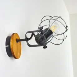 Lampes Vintages & Rétros-hofstein Applique murale Sundsvall Bois foncé, Noir, 1 lumière