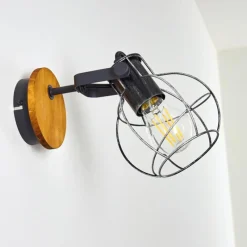 Lampes Vintages & Rétros-hofstein Applique murale Sundsvall Bois foncé, Noir, 1 lumière