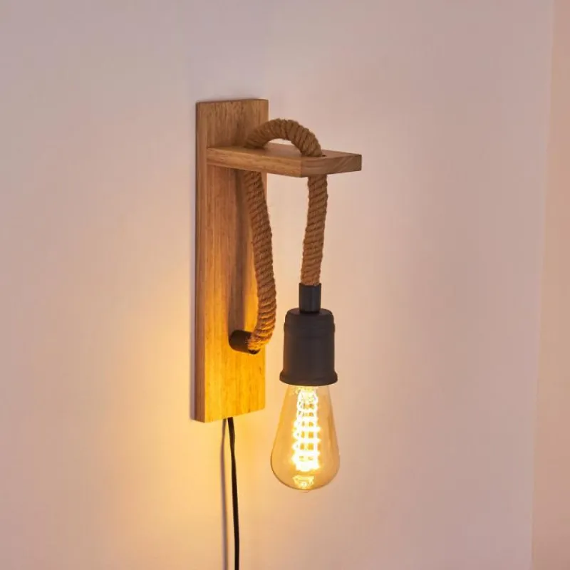 Luminaires Scandinaves-hofstein Applique murale Sunnyvale Brun, Bois clair, Noir, 1 lumière