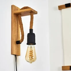 Luminaires Scandinaves-hofstein Applique murale Sunnyvale Brun, Bois clair, Noir, 1 lumière