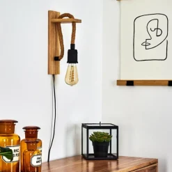 Luminaires Scandinaves-hofstein Applique murale Sunnyvale Brun, Bois clair, Noir, 1 lumière