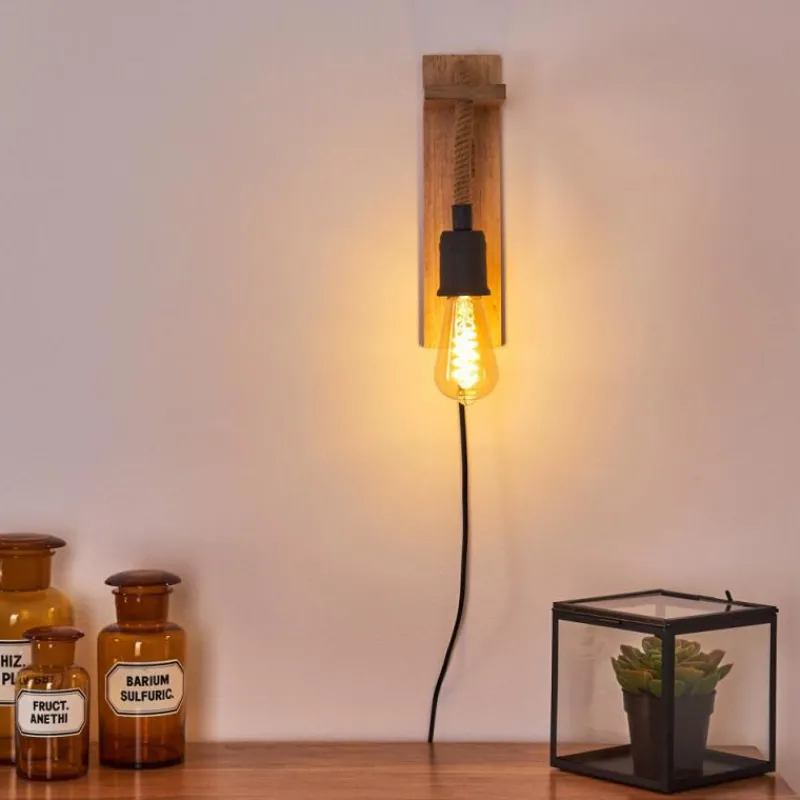 Luminaires Scandinaves-hofstein Applique murale Sunnyvale Brun, Bois clair, Noir, 1 lumière