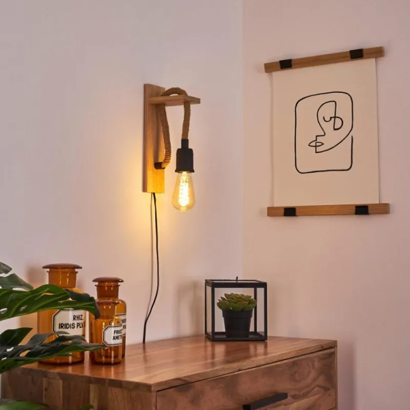 Luminaires Scandinaves-hofstein Applique murale Sunnyvale Brun, Bois clair, Noir, 1 lumière